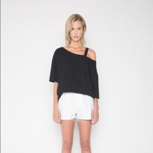 OAK + FORT tie up shoulder shirt in WHITE